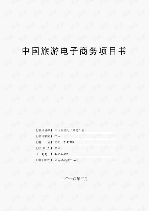中國旅游電子商務項目計劃書